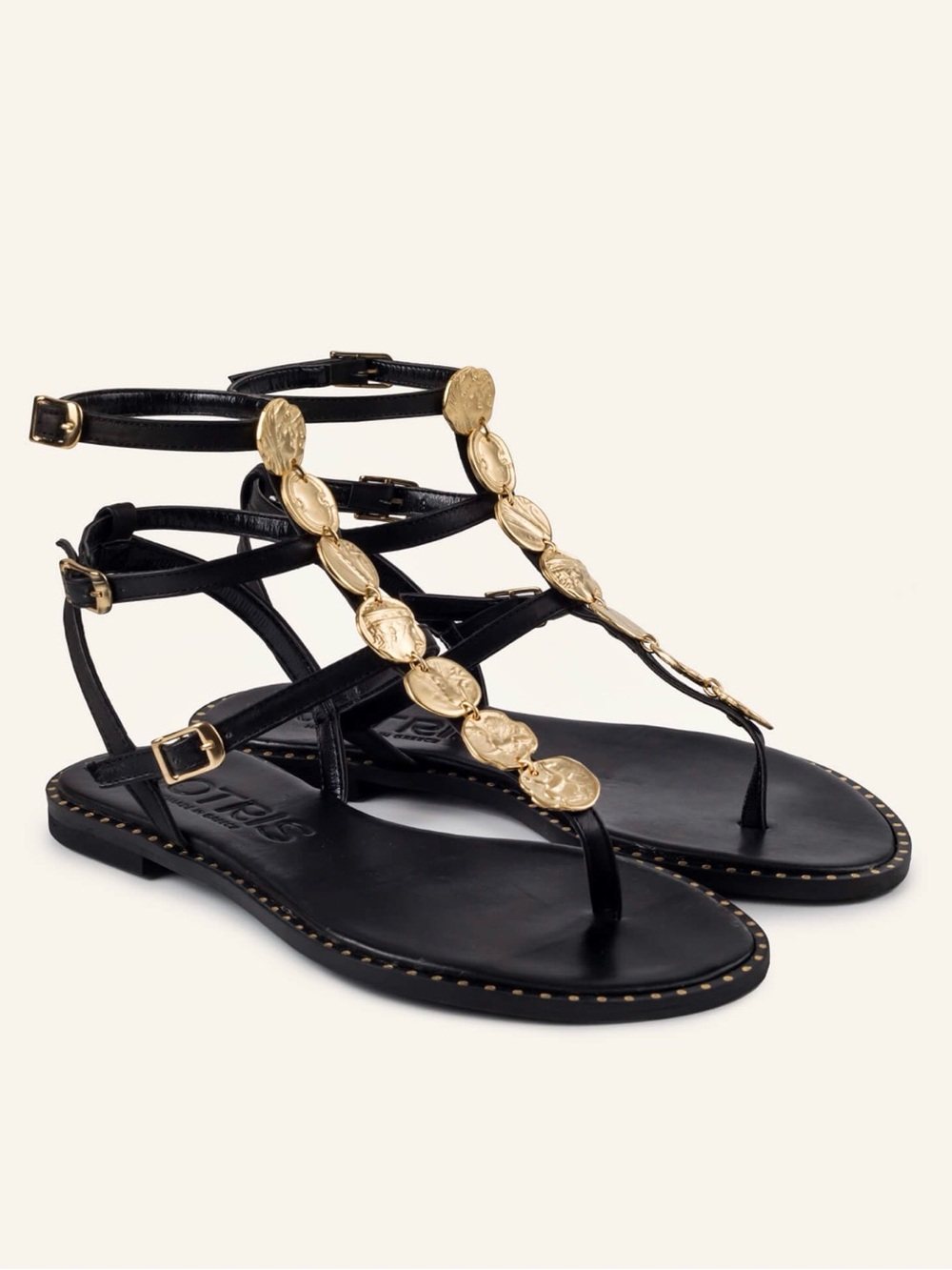 Kotris Kythira 3 straps sandals in black
